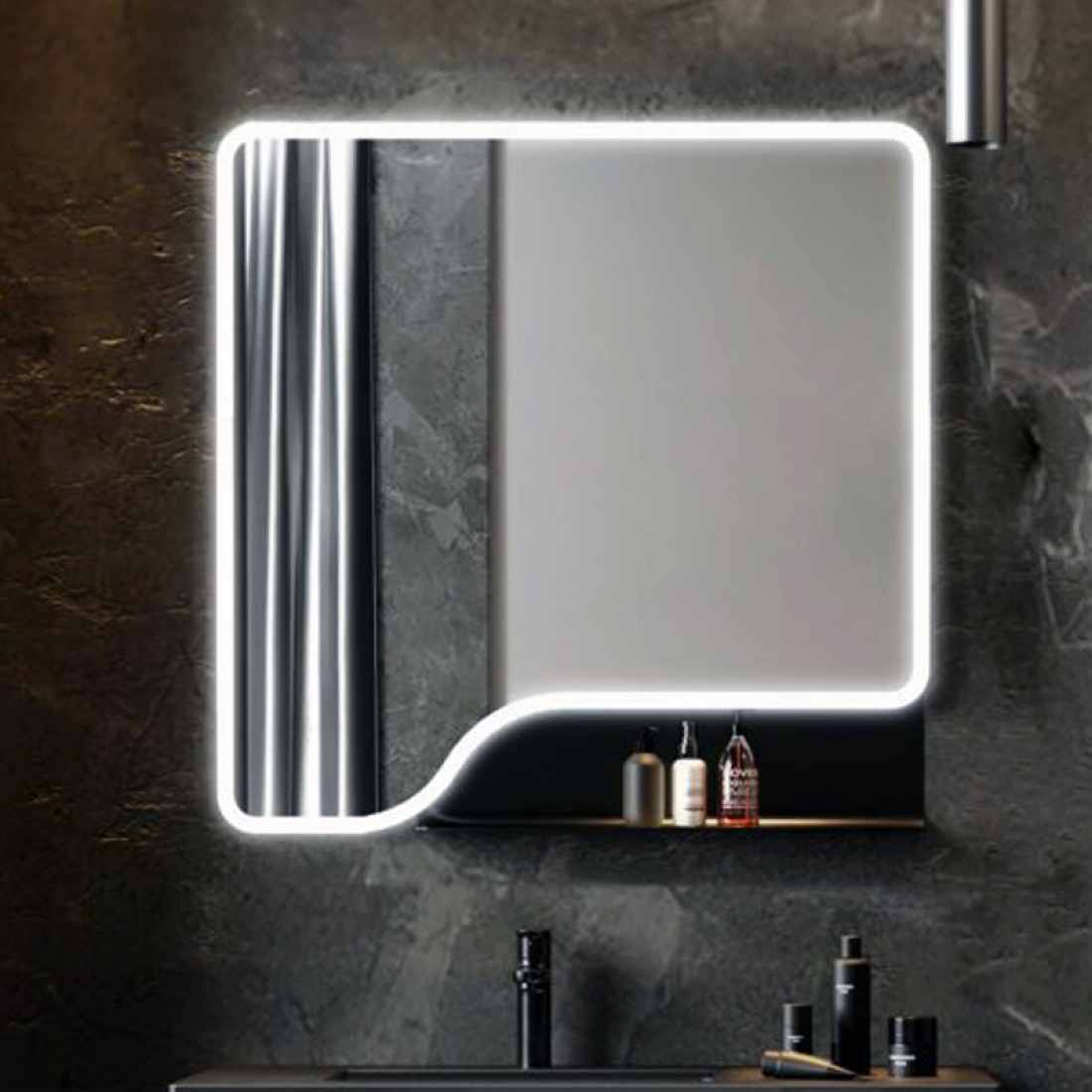 ENE-SF29 -LED Mirror with Platform Storage Shelf