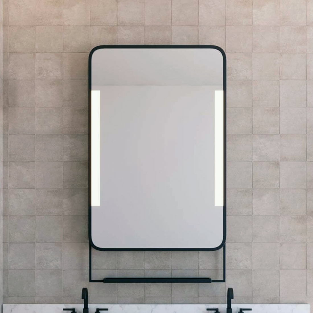 ENE-SF15 -Bathroom Shelf Mirror with LED Lighting