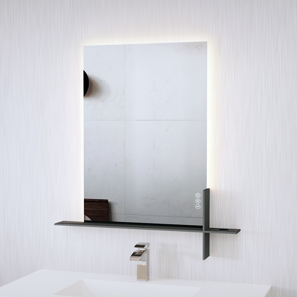 ENE-SF07 -LED Mirror with Shelf and Adjustable Lighting