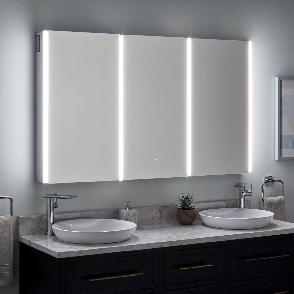 ENE-S-MC23 -Custom Mirrored Medicine Cabinet with Dimmable Lighting