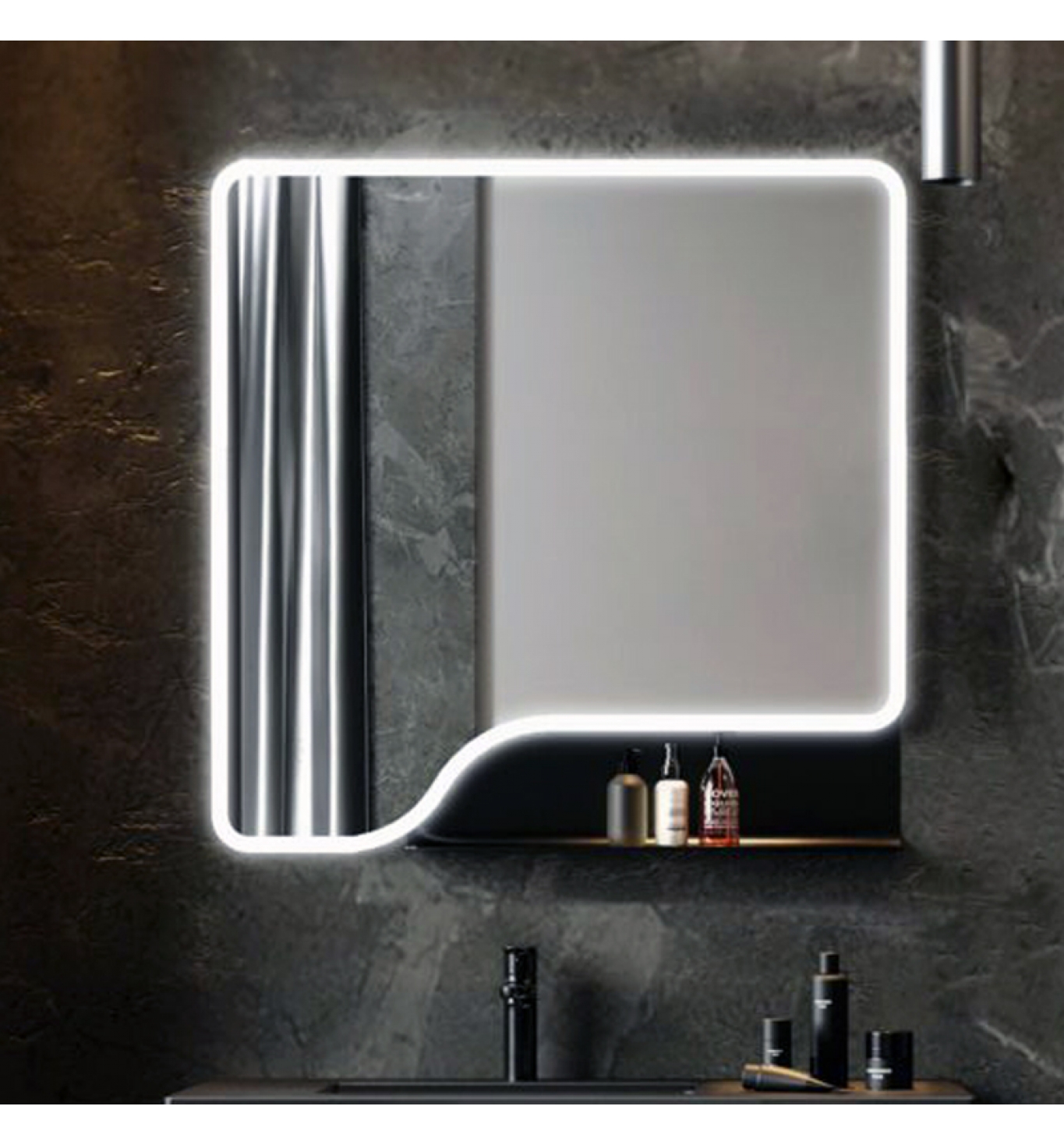 ENE-SF29 -LED Mirror with Platform Storage Shelf