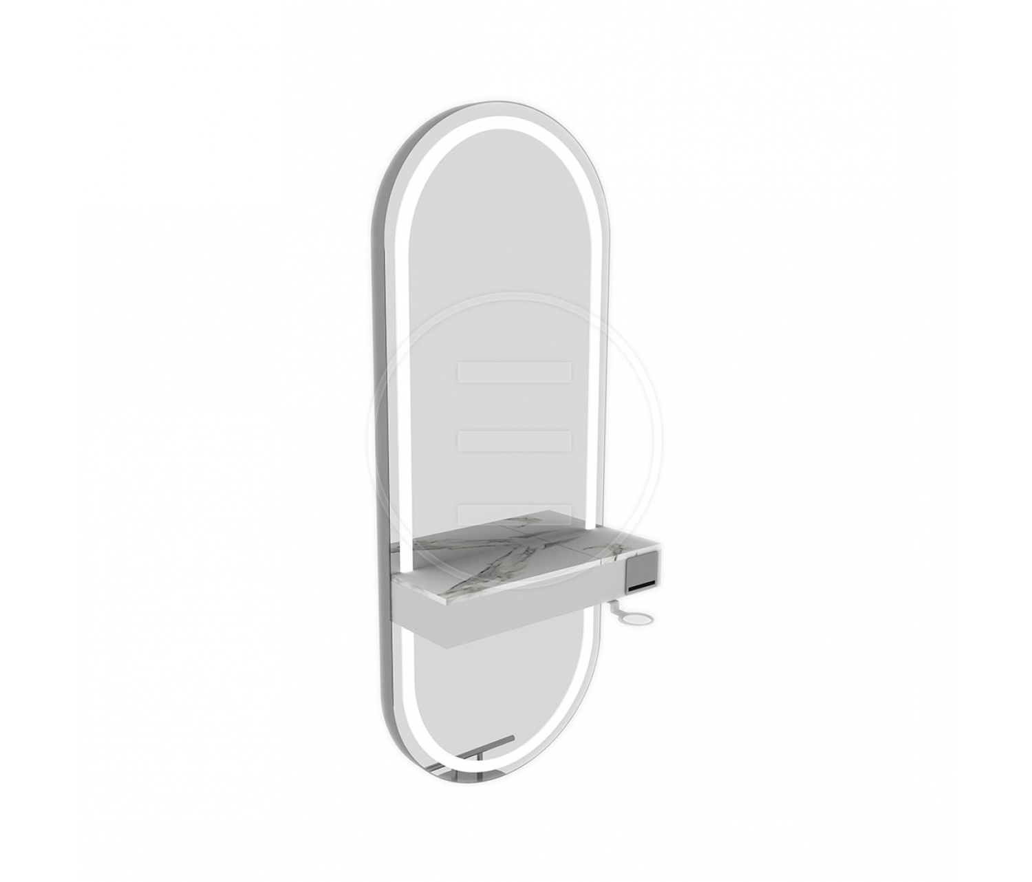 ENE-WMSM049 -Wall-Mounted Mirror with Storage Shelf for Salon Organization