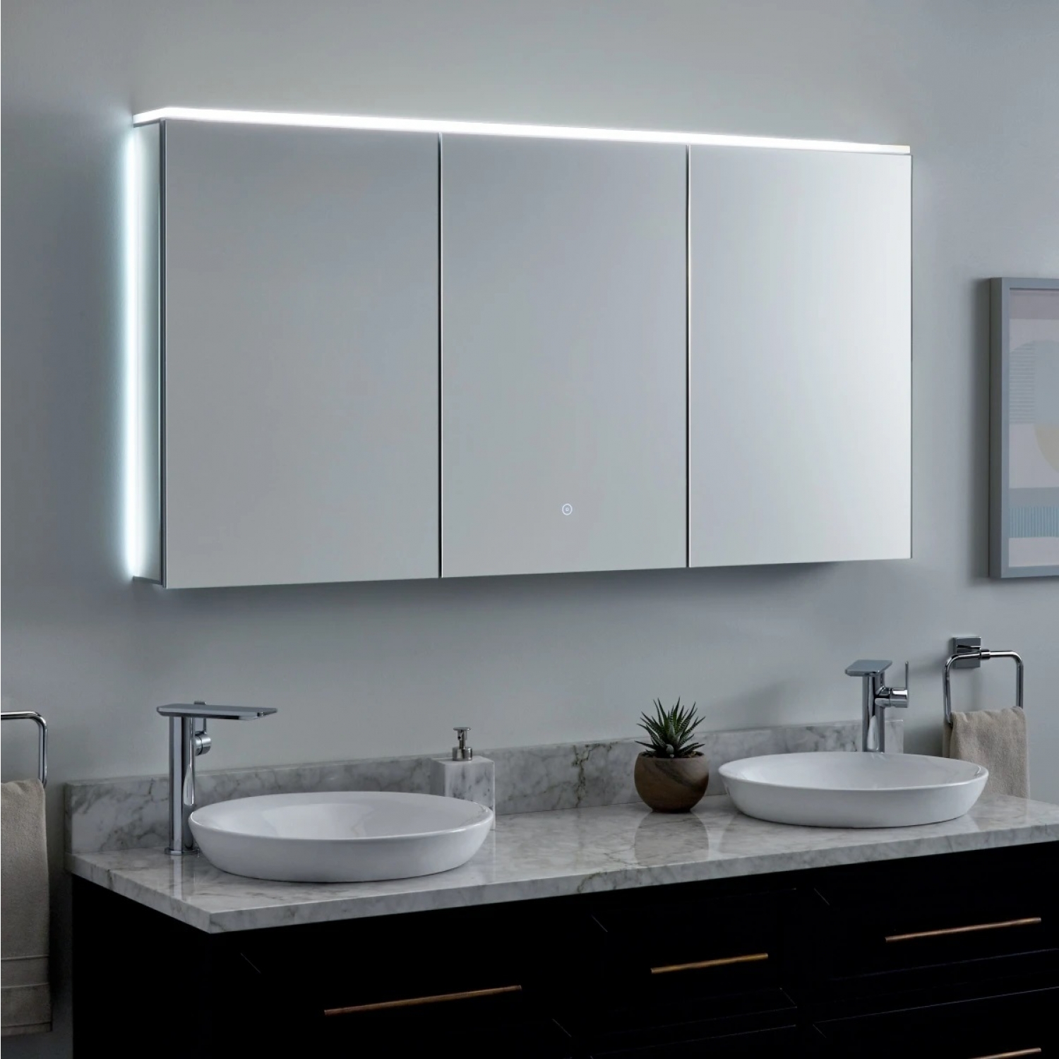 ENE-S-MC26 -Slimline Mirrored Medicine Cabinet for Compact Bathrooms