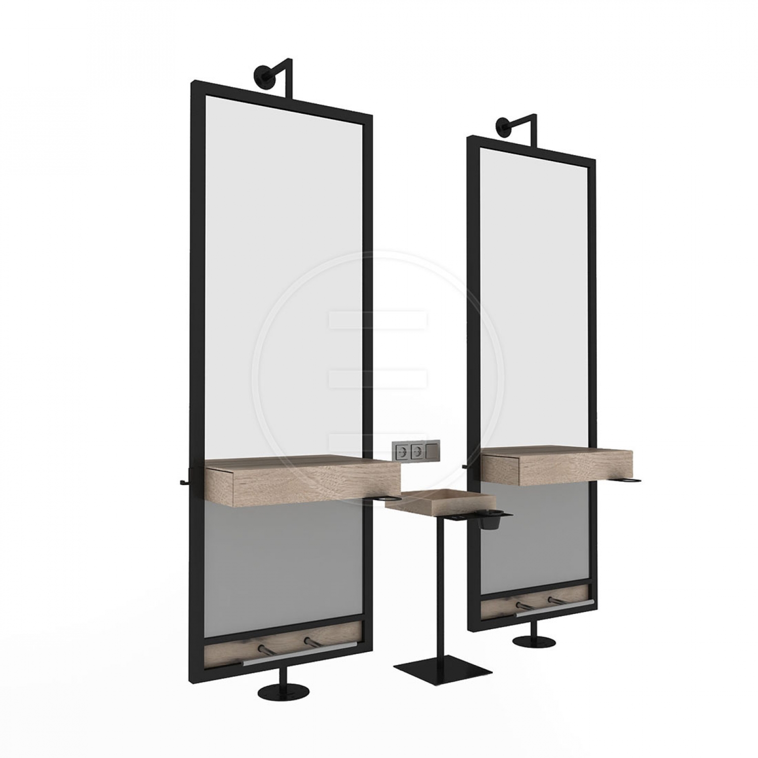 ENE-FSSM042 -Free-Standing Salon Mirror with Magnification for Detail Work