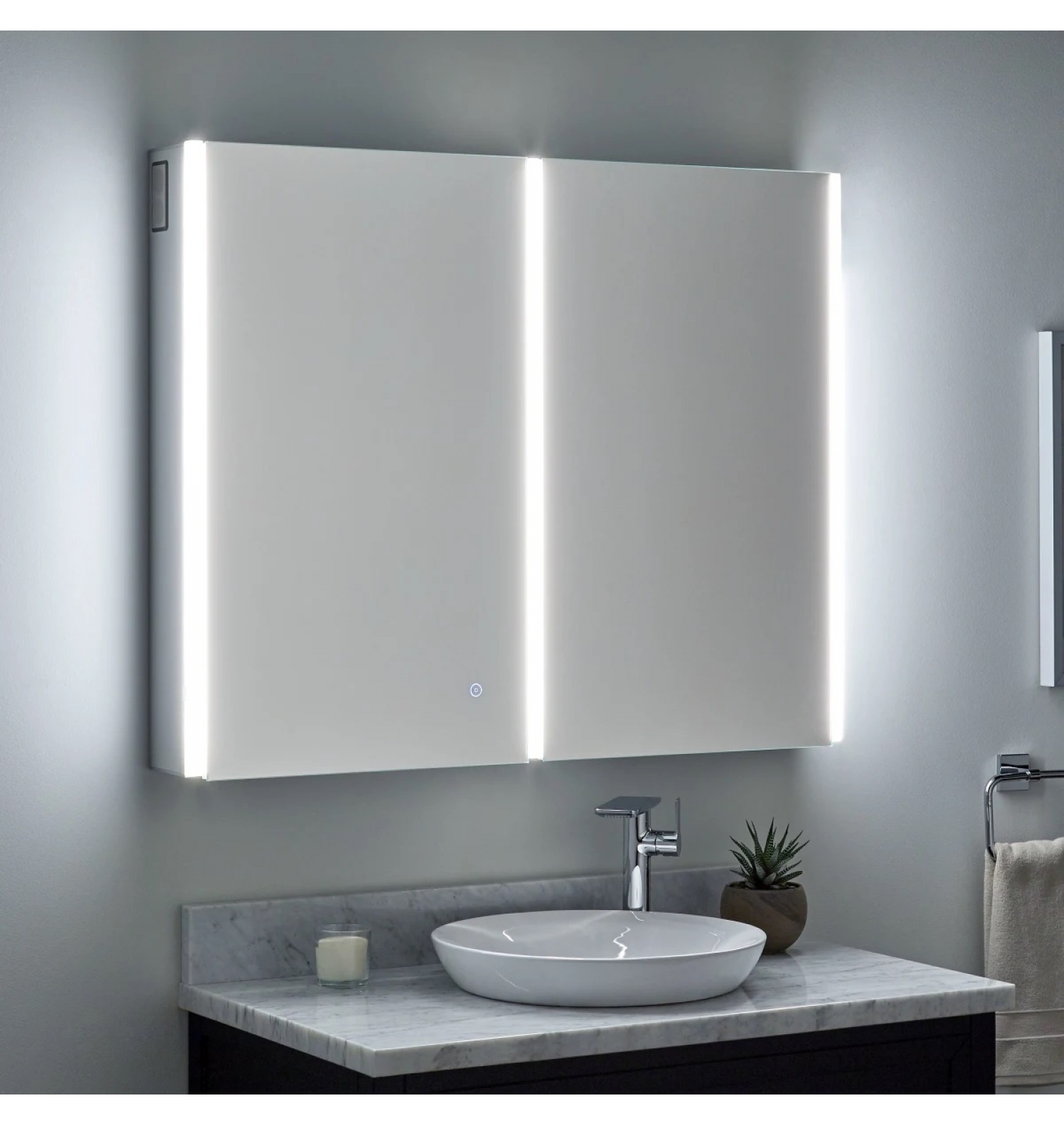 ENE-S-MC24 -Custom Mirrored Medicine Cabinet with Dimmable Lighting