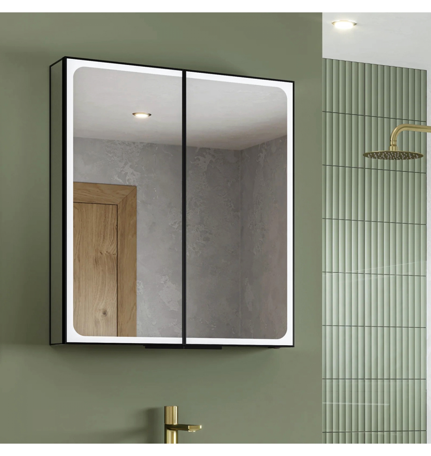 ENE-SC-40 -Special LED Cabinet Mirror with Built-In Power Outlets