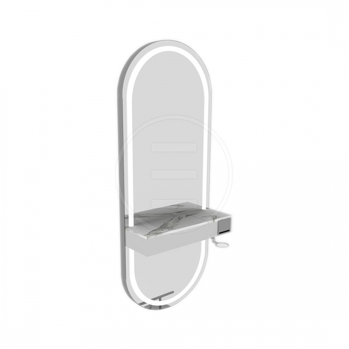 ENE-WMSM049 -Wall-Mounted Mirror with Storage Shelf for Salon Organization